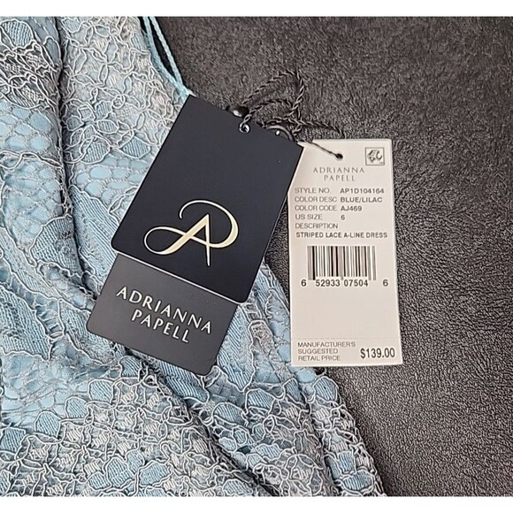 NWT New Adrianna Papell AP1D104164 Crew Neck Racer Short Lace Dress US Size 6 - Picture 4 of 8